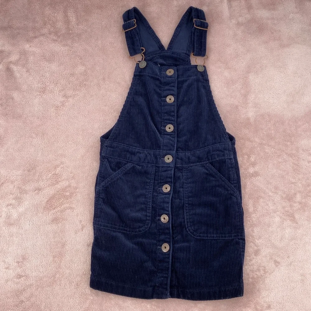 OshKosh Bgosh Dress Girls 6/6X Blue Overall Corduroy Button Front Jumper Dress